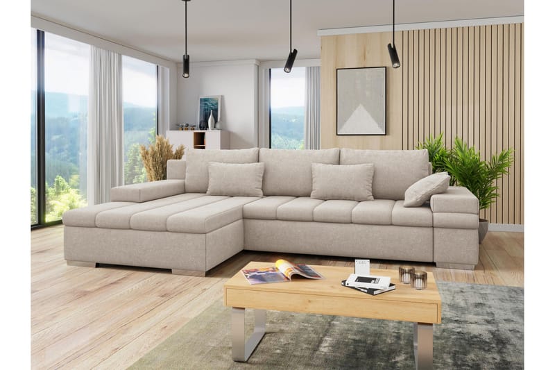 Naoma Sofa med Divan 3-seter - Beige - Møbler - Sofaer - Sofa med chaiselong