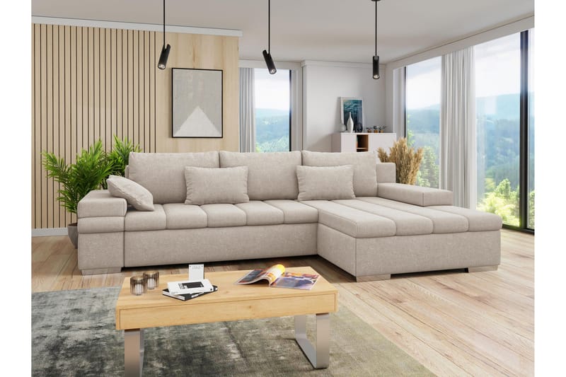 Naoma Sofa med Divan 3-seter - Beige - Møbler - Sofaer - Sofa med chaiselong