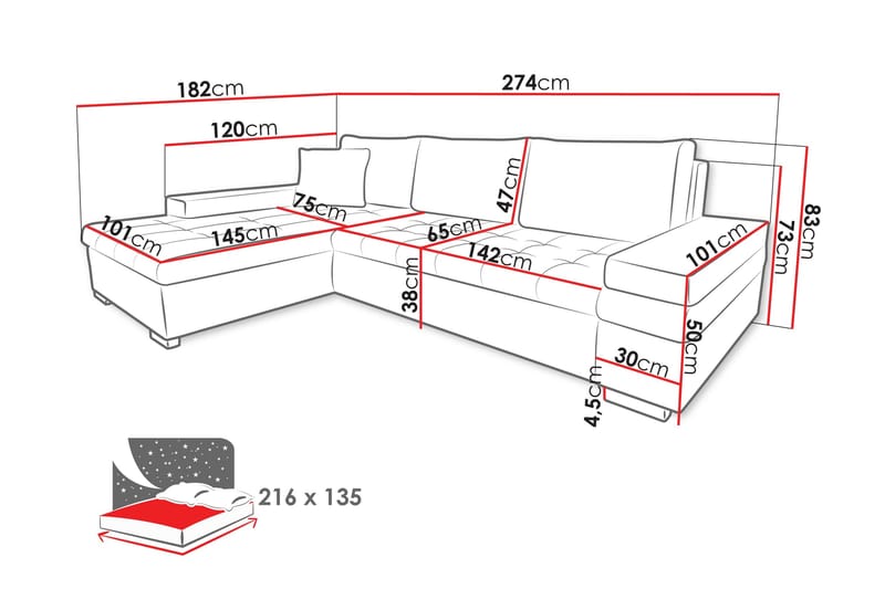 Naoma Sofa med Divan 3-seter - Hvid - Møbler - Sofaer - Sofa med chaiselong