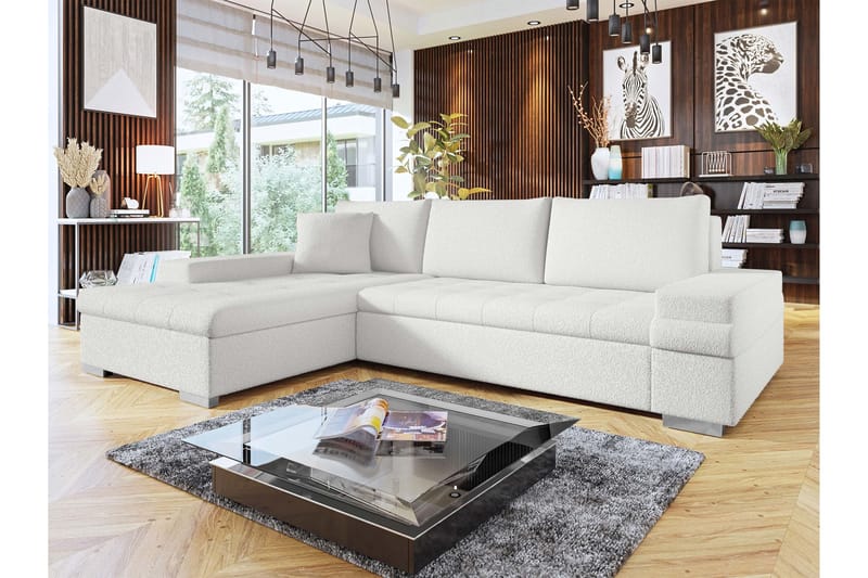 Naoma Sofa med Divan 3-seter - Hvid - Møbler - Sofaer - Sofa med chaiselong