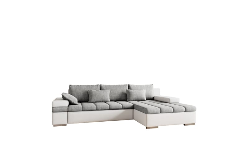 Naoma Sofa med Divan 3-seter - Hvid/Lys grå - Møbler - Sofaer - Sofa med chaiselong