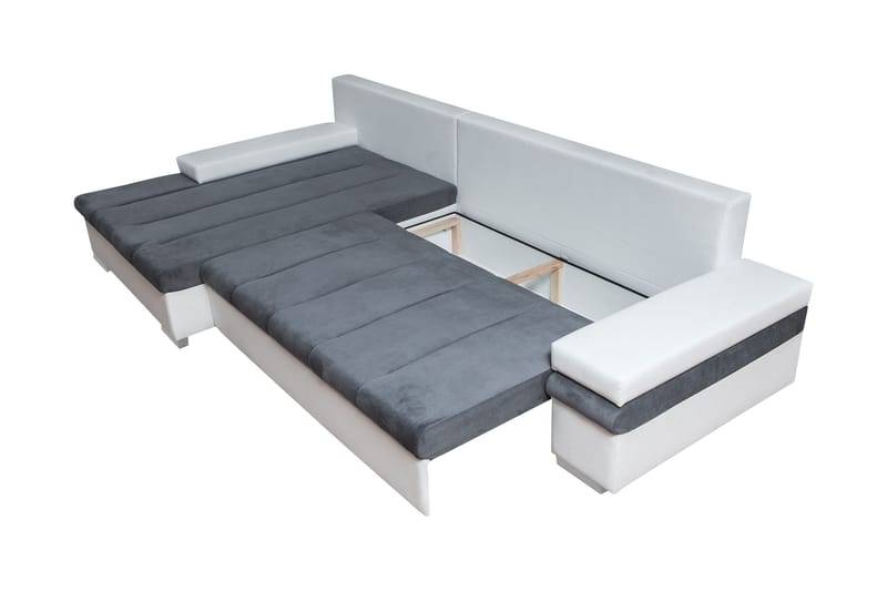 Naoma Sofa med Divan 3-seter - Hvid/Lys grå - Møbler - Sofaer - Sofa med chaiselong