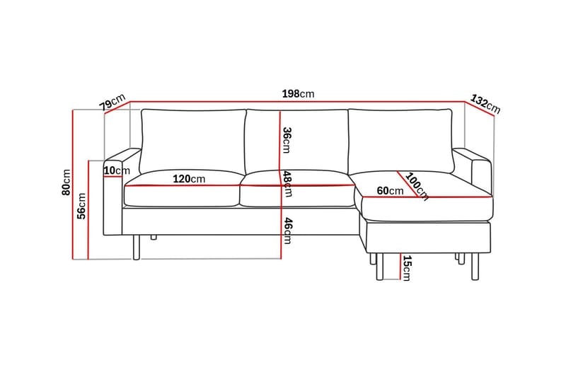 Peppe 3-personers Manchester Sofa med Divan Vendbar 200 cm bred - Møbler - Sofaer - Sofa med chaiselong