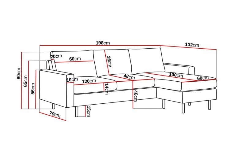 Peppe 3-personers Manchester Sofa med Divan Vendbar 200 cm bred - Møbler - Sofaer - Sofa med chaiselong