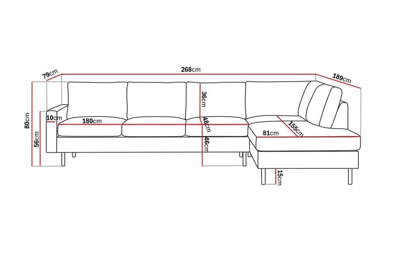 Peppe 4-personers L Sofa med Chaiselong Højre - Mørkegrå - Møbler - Sofaer - Sofa med chaiselong