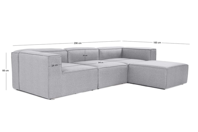 Redlands Sofa med Chaiselong 3-personers - Grå - Møbler - Sofaer - Sofa med chaiselong