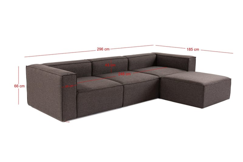 Redlands Sofa med Chaiselong 3-personers - Mørk brun - Møbler - Sofaer - Sofa med chaiselong