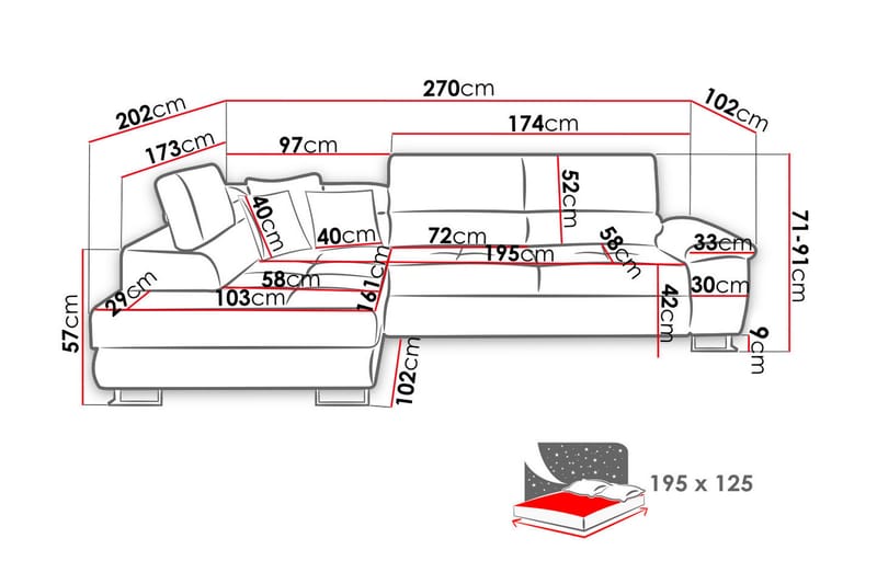 Reginia Sofa med Chaiselong 3-personers - Grøn/Hvid - Møbler - Sofaer - Sofa med chaiselong