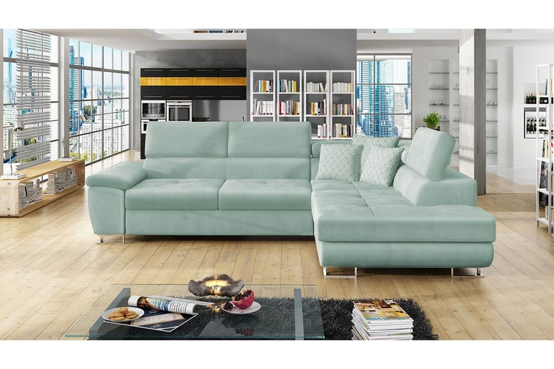 Reginia Sofa med Chaiselong 3-personers - Grøn/Hvid - Møbler - Sofaer - Sofa med chaiselong