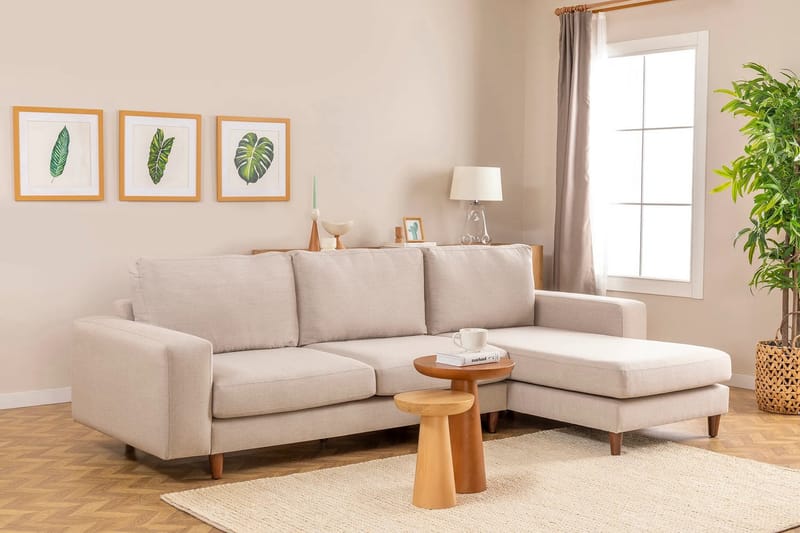 Retzow 4-personers Sofa med Chaiselong - Creme - Møbler - Sofaer - Sofa med chaiselong