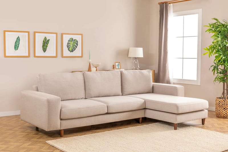 Retzow 4-personers Sofa med Chaiselong - Creme - Møbler - Sofaer - Sofa med chaiselong