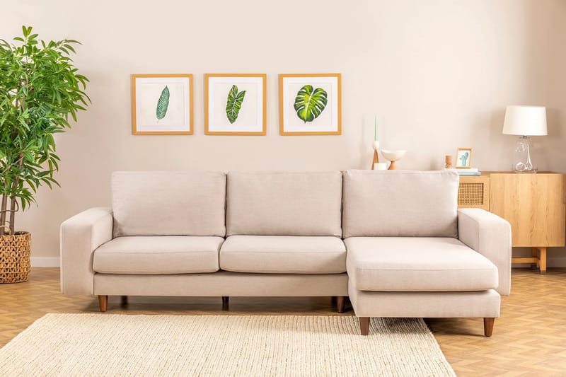 Retzow 4-personers Sofa med Chaiselong - Creme - Møbler - Sofaer - Sofa med chaiselong