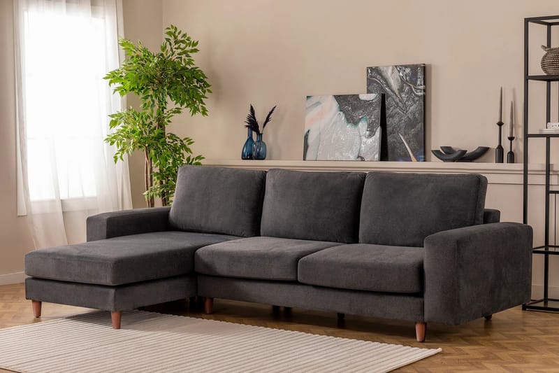 Retzow 4-personers Sofa med Chaiselong - Antracit - Møbler - Sofaer - Sofa med chaiselong