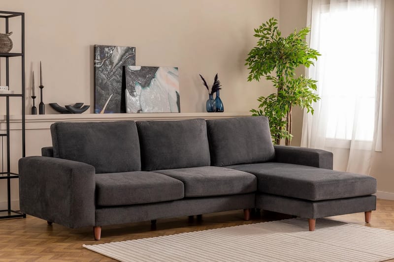 Retzow 4-personers Sofa med Chaiselong - Antracit - Møbler - Sofaer - Sofa med chaiselong