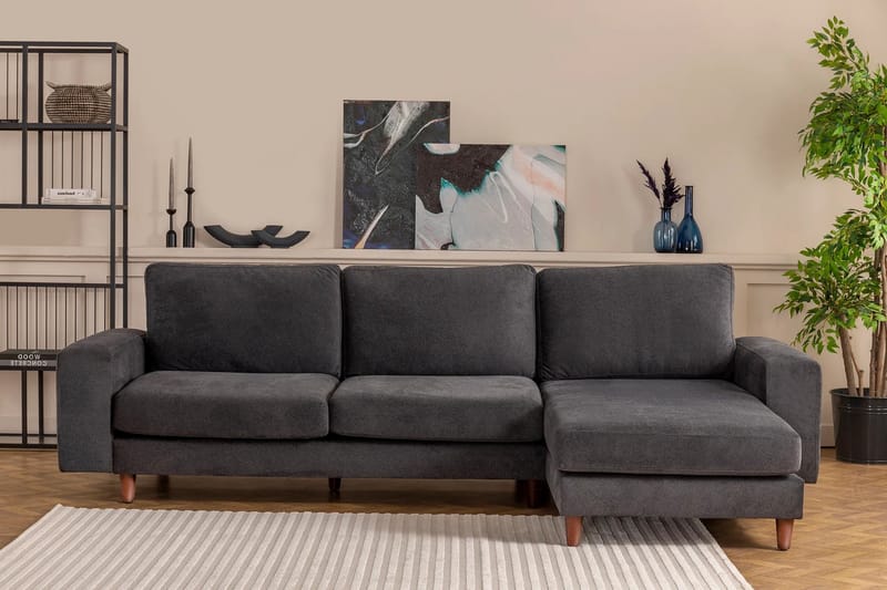 Retzow 4-personers Sofa med Chaiselong - Antracit - Møbler - Sofaer - Sofa med chaiselong