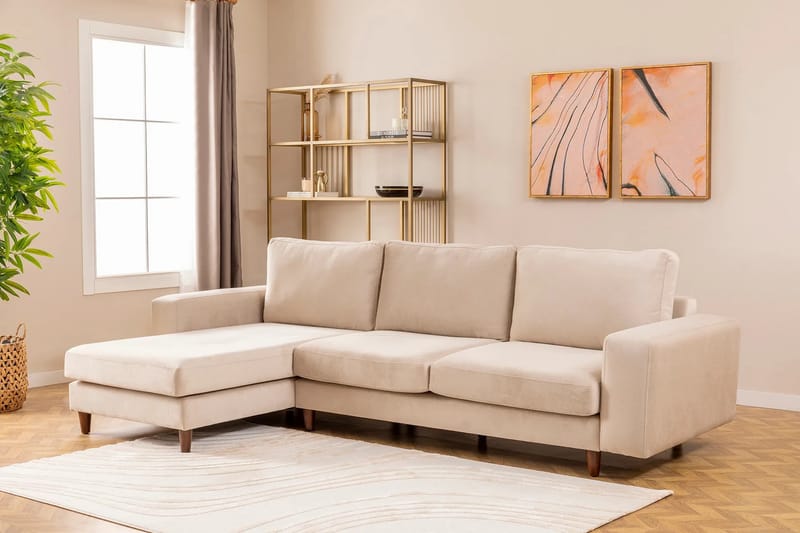 Retzow 4-personers Sofa med Chaiselong - Creme - Møbler - Sofaer - Sofa med chaiselong