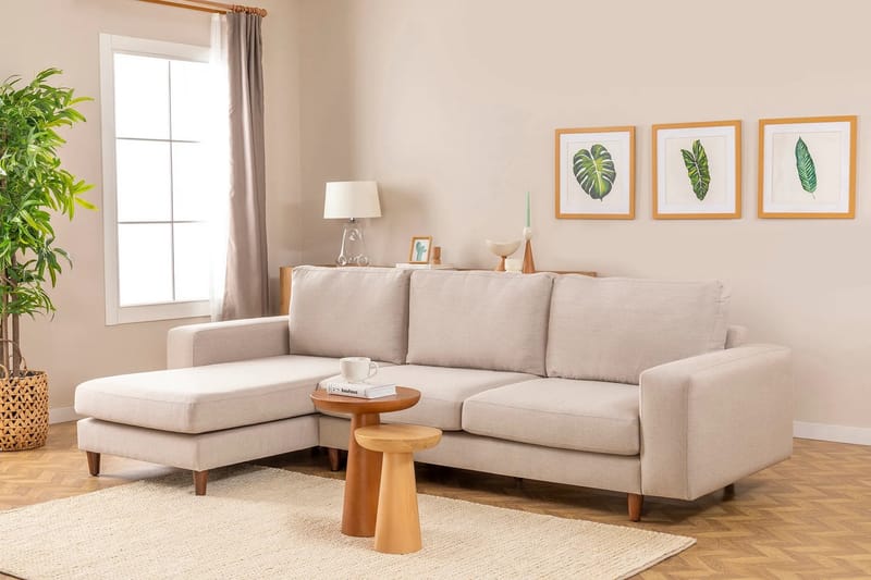 Retzow 4-personers Sofa med Chaiselong - Creme - Møbler - Sofaer - Sofa med chaiselong