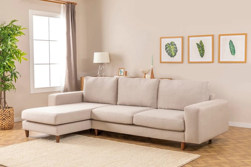 Retzow 4-personers Sofa med Chaiselong - Creme - Møbler - Sofaer - Sofa med chaiselong