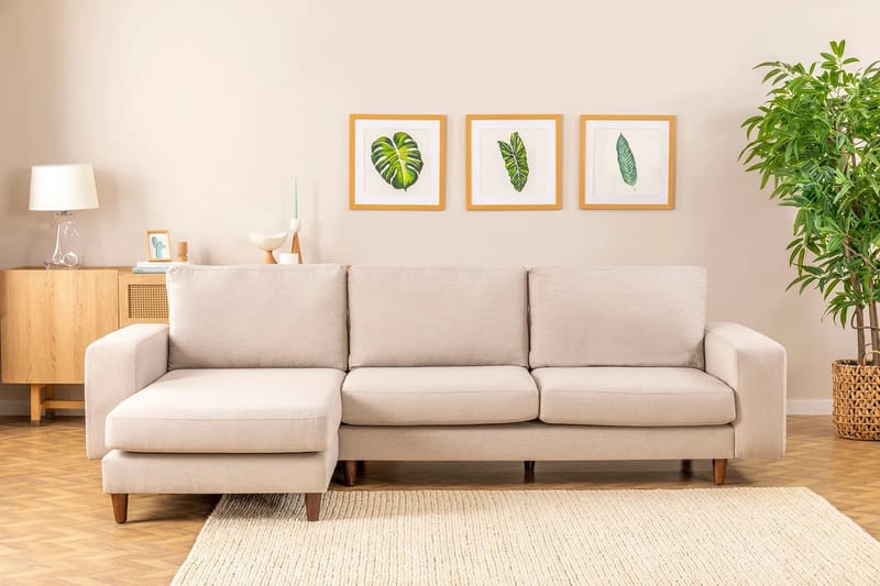 Retzow 4-personers Sofa med Chaiselong - Creme - Møbler - Sofaer - Sofa med chaiselong