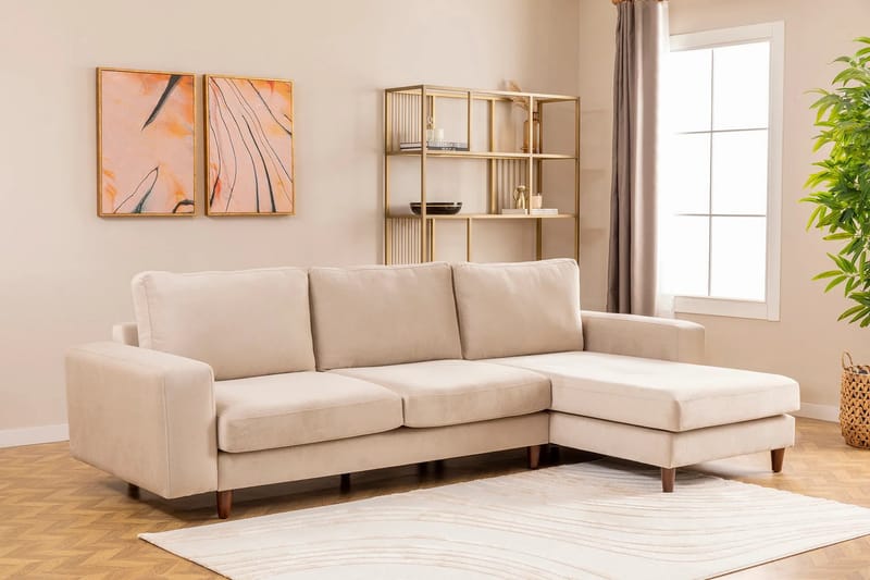 Retzow 4-personers Sofa med Chaiselong - Creme - Møbler - Sofaer - Sofa med chaiselong