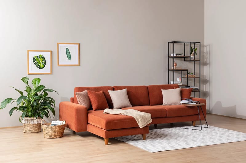 Retzow 4-personers Sofa med Chaiselong - Rød - Møbler - Sofaer - Sofa med chaiselong