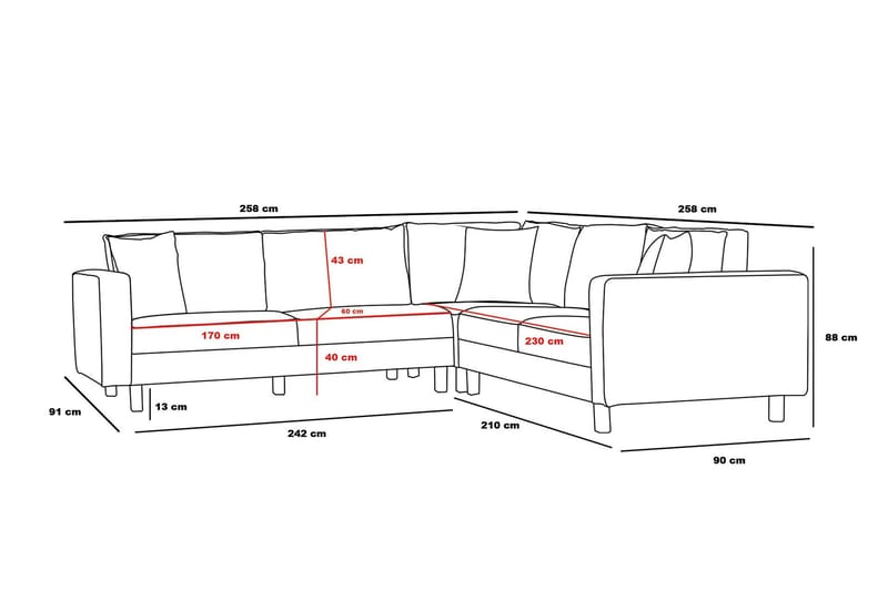 Retzow Hjørnesofa 4-personers - Beige - Møbler - Sofaer - Sofa med chaiselong