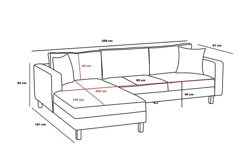 Retzow Sofa med Chaiselong 4-personers - Beige - Møbler - Sofaer - Sofa med chaiselong