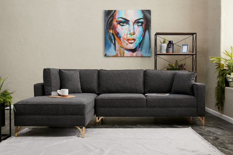 Retzow Sofa med Chaiselong 4-personers - Antracit - Møbler - Sofaer - Sofa med chaiselong