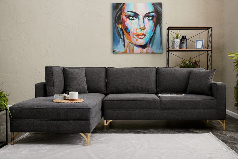 Retzow Sofa med Chaiselong 4-personers - Antracit - Møbler - Sofaer - Sofa med chaiselong