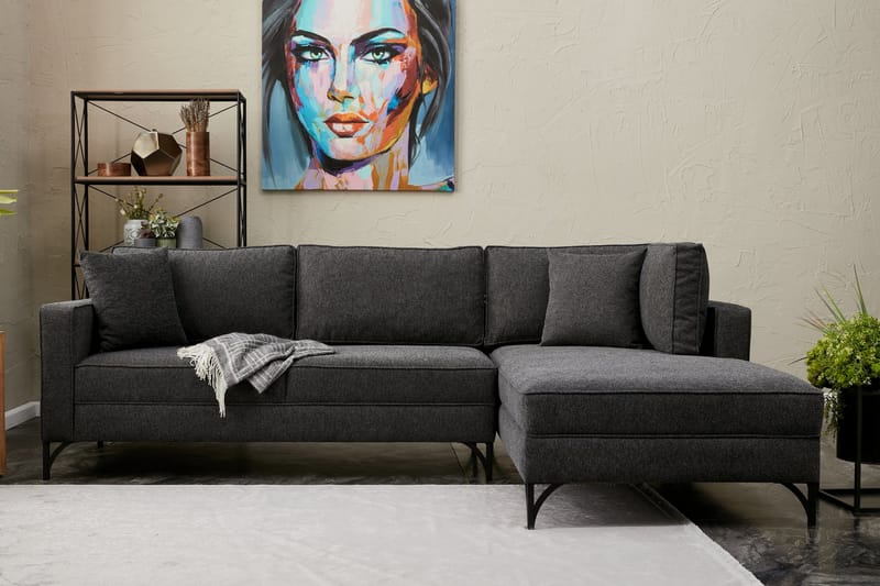 Retzow Sofa med Chaiselong 4-personers - Antracit - Møbler - Sofaer - Sofa med chaiselong