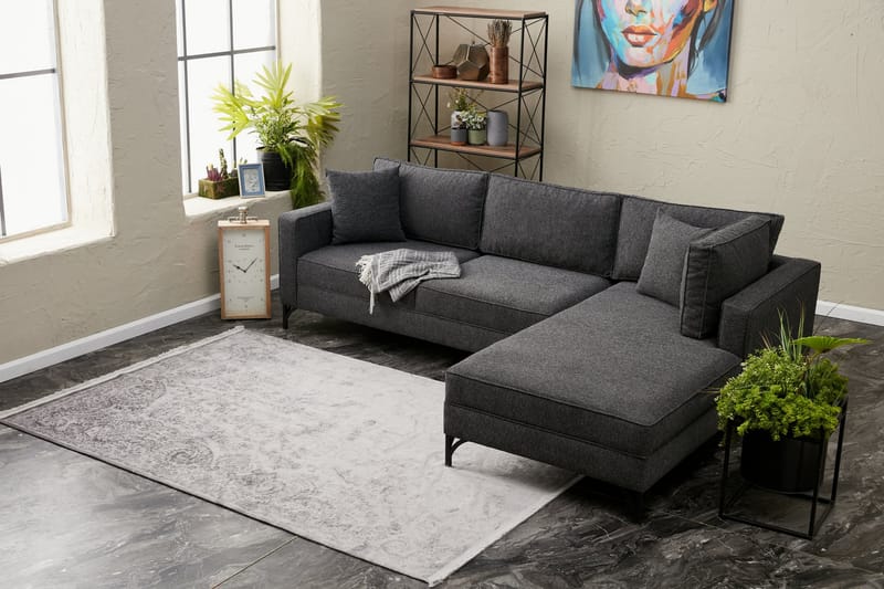 Retzow Sofa med Chaiselong 4-personers - Antracit - Møbler - Sofaer - Sofa med chaiselong