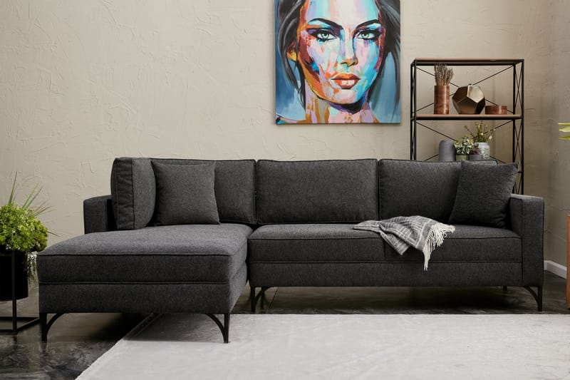 Retzow Sofa med Chaiselong 4-personers - Antracit - Møbler - Sofaer - Sofa med chaiselong