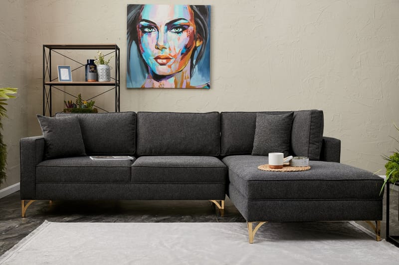 Retzow Sofa med Divan 4-personer - Antracit - Møbler - Sofaer - Sofa med chaiselong