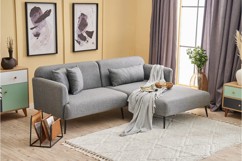 Revos 4-personers Sofa med Chaiselong - Grå - Møbler - Sofaer - Sofa med chaiselong