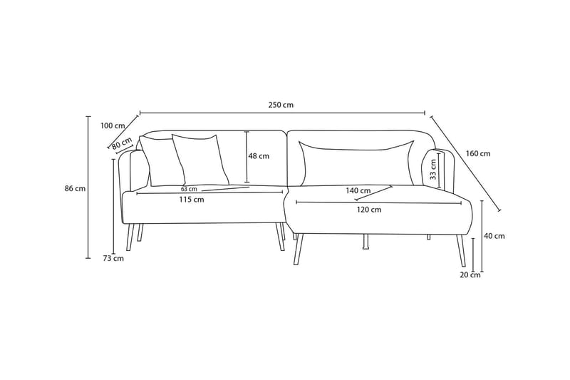 Revos 4-personers Sofa med Chaiselong - Grå - Møbler - Sofaer - Sofa med chaiselong