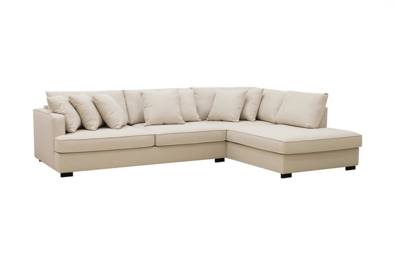 Rossi Dybde 3-personers Bouclé L Sofa med Chaiselong Højre - Lys Beige - Møbler - Sofaer - Sofa med chaiselong