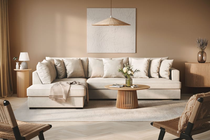 Rossi Dybde 3-personers L Sofa med Chaiselong Venstre - Lys Beige - Møbler - Sofaer - Sofa med chaiselong