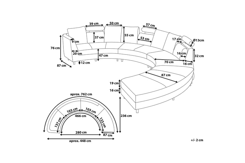 Rotunda sovesofa 448 cm - Grå - Møbler - Sofaer - Sofa med chaiselong