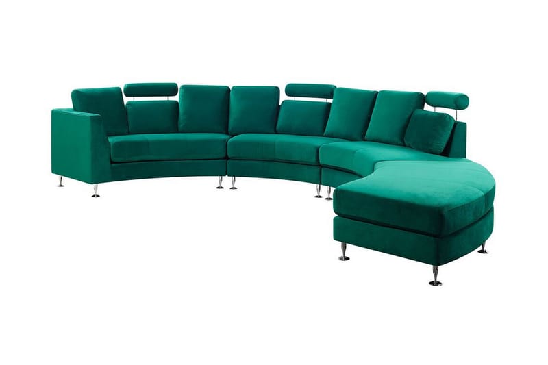 Rotunde Chaiselongsofa - Velour/Mørkegrøn - Møbler - Sofaer - Sofa med chaiselong