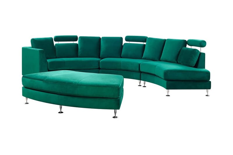 Rotunde Chaiselongsofa - Velour/Mørkegrøn - Møbler - Sofaer - Sofa med chaiselong