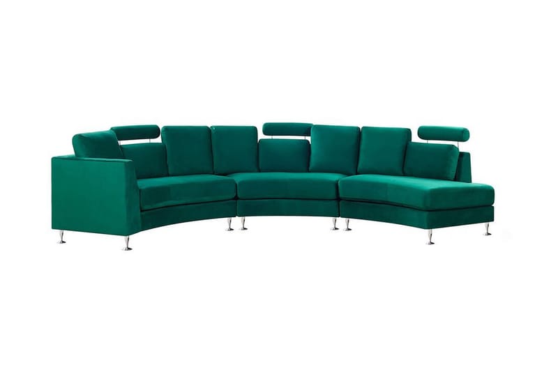 Rotunde Chaiselongsofa - Velour/Mørkegrøn - Møbler - Sofaer - Sofa med chaiselong