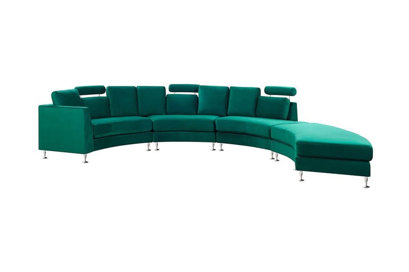 Rotunde Chaiselongsofa - Velour/Mørkegrøn - Møbler - Sofaer - Sofa med chaiselong