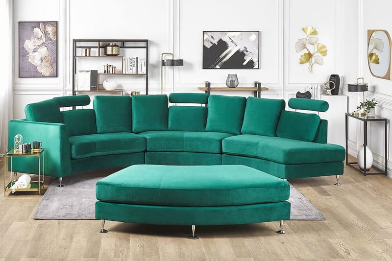 Rotunde Chaiselongsofa - Velour/Mørkegrøn - Møbler - Sofaer - Sofa med chaiselong