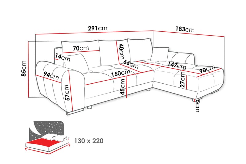 Simerly Sofa med Divan 3-personers - Gul - Møbler - Sofaer - Sofa med chaiselong