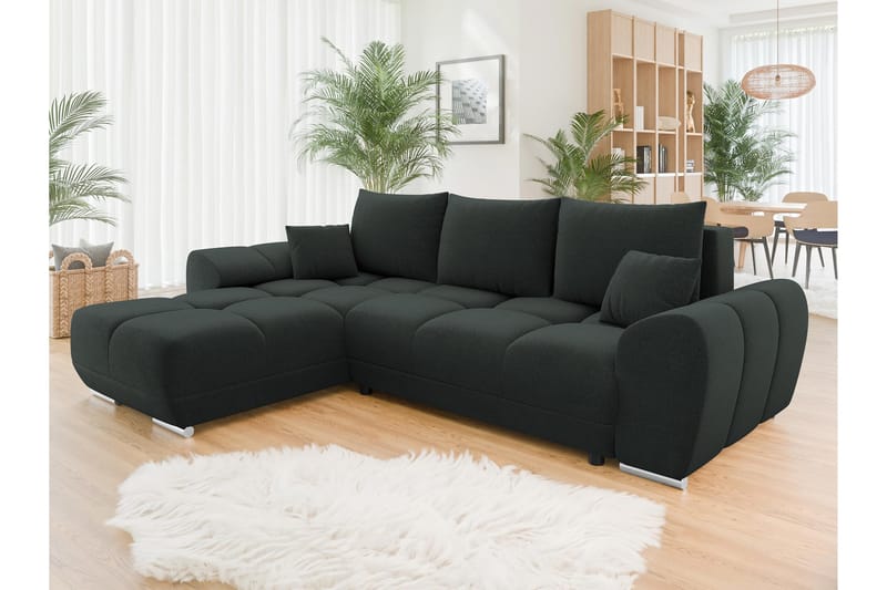 Simerly Sofa med Divan 3-personers - Sort - Møbler - Sofaer - Sofa med chaiselong