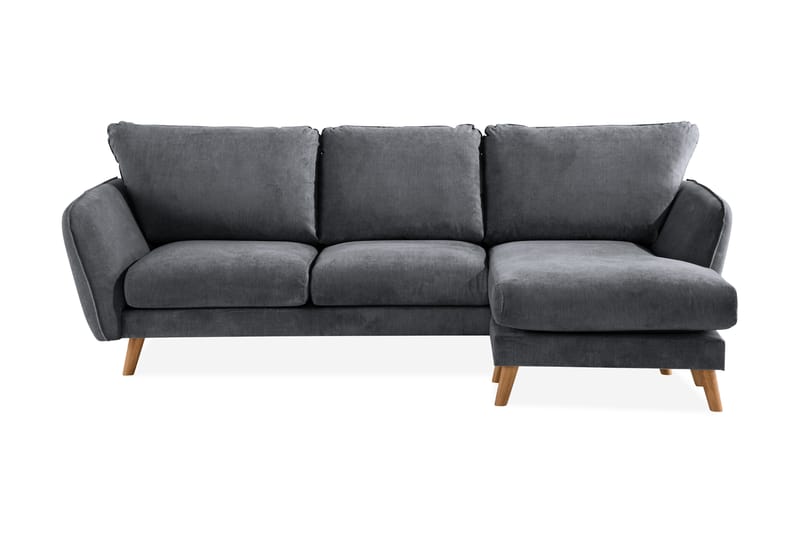 Trend Lyx 3-Pers. Chaiselongsofa Højre - Mørkegrå/Eg - Møbler - Sofaer - Sofa med chaiselong