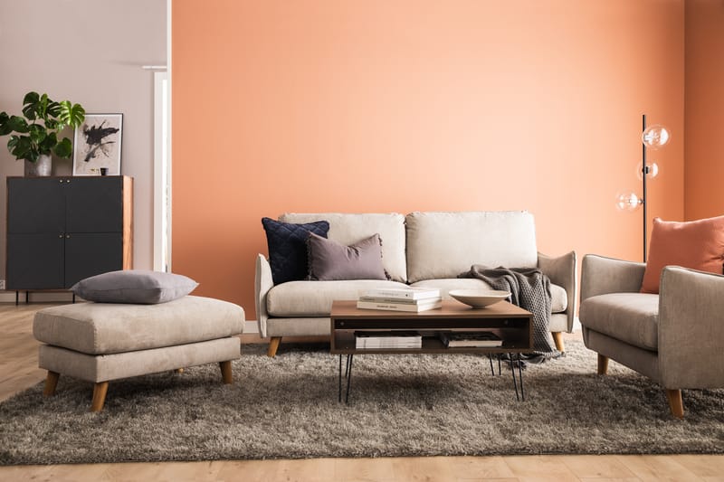 Trend Lyx 3-Pers. Chaiselongsofa Højre - Beige/Eg - Møbler - Sofaer - Sofa med chaiselong