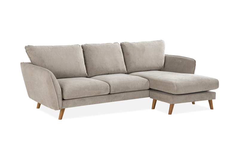 Trend Lyx 3-Pers. Chaiselongsofa Højre - Beige/Eg - Møbler - Sofaer - Sofa med chaiselong