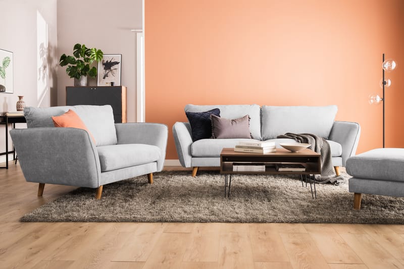 Trend Lyx 3-Pers. Chaiselongsofa Højre - Lysegrå/Eg - Møbler - Sofaer - Sofa med chaiselong