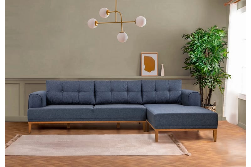 Valsot 4-personers Sofa med Chaiselong - Mørkeblå - Møbler - Sofaer - Sofa med chaiselong